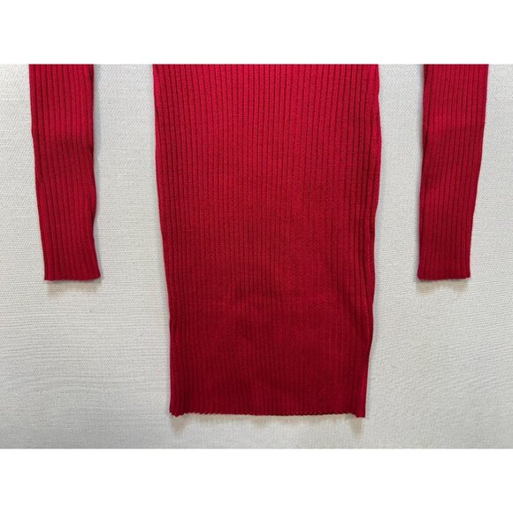 V28 Women's Turtle Neck Bodycon Sweater Dress Knit Long Sleeve Size Small Red - Picture 6 of 12
